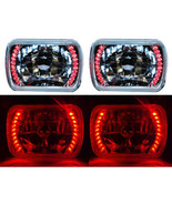 7X6 Red LED Halo Halogen Crystal Clear Headlights Angel Eye H4 Light Bul... - £46.89 GBP