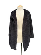 Democracy Teddy Faux Fur Open Front Lines Black Coat Jacket w/ Pockets S... - $29.70