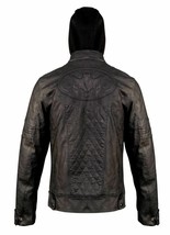 Batman Return Of The Bat Jacket Biker Real Leather Hoodie Jacket - Detac... - $94.86 CAD+