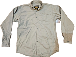 Harley Davidson Button Up Shirt Embroidered Long Sleeve Sz M Heavy Tan - £22.94 GBP