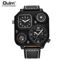 Oulm 1169 Black Sport Men&#39;s Watches Square Dial Unique Decorative Compass Male W - £31.61 GBP