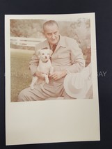 1967 Antique President Lyndon B. Johnson Photograph W Dog - £53.57 GBP