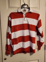 Rugby Wear Barbarian Red And White Striped Long Sleeve Polo Sz Large - $24.75