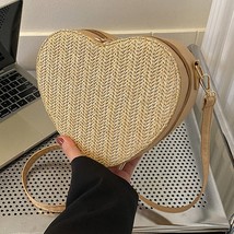 Hand Woven Love Heart Handbag Women Summer Straw Tote Bag Ladies  Crossbody Bag  - £49.83 GBP