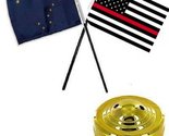 Alaska State USA Fire Red 4&#39;&#39;x6&#39;&#39; Flag Desk Set Table Stick Gold Base BE... - $3.88