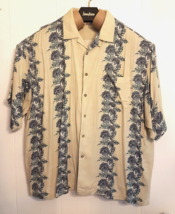 Fieldmaster Mens Shirt size 3X Logo Cream Blue Hibiscus Hawaiian Tropica... - $19.74