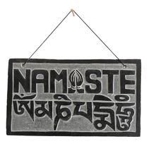 14cm / 5.5&#39;&#39; Fair Trade Nepalese Stone Om Sign namaste stone sign om padme welco - £24.08 GBP