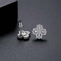 Crystal &amp; Cubic Zirconia Silver-Plated Flower Stud Earrings - £12.57 GBP