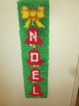 Hand Crafted NOEL LATCH HOOK RUG Wall Hanging on Wooden Rod - 8&quot; x 30 1/2&quot; - $18.97 CAD