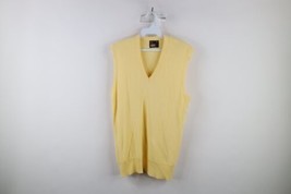 Vintage 70s Streetwear Mens Medium Distressed Blank Knit Sweater Vest Yellow USA - £33.28 GBP