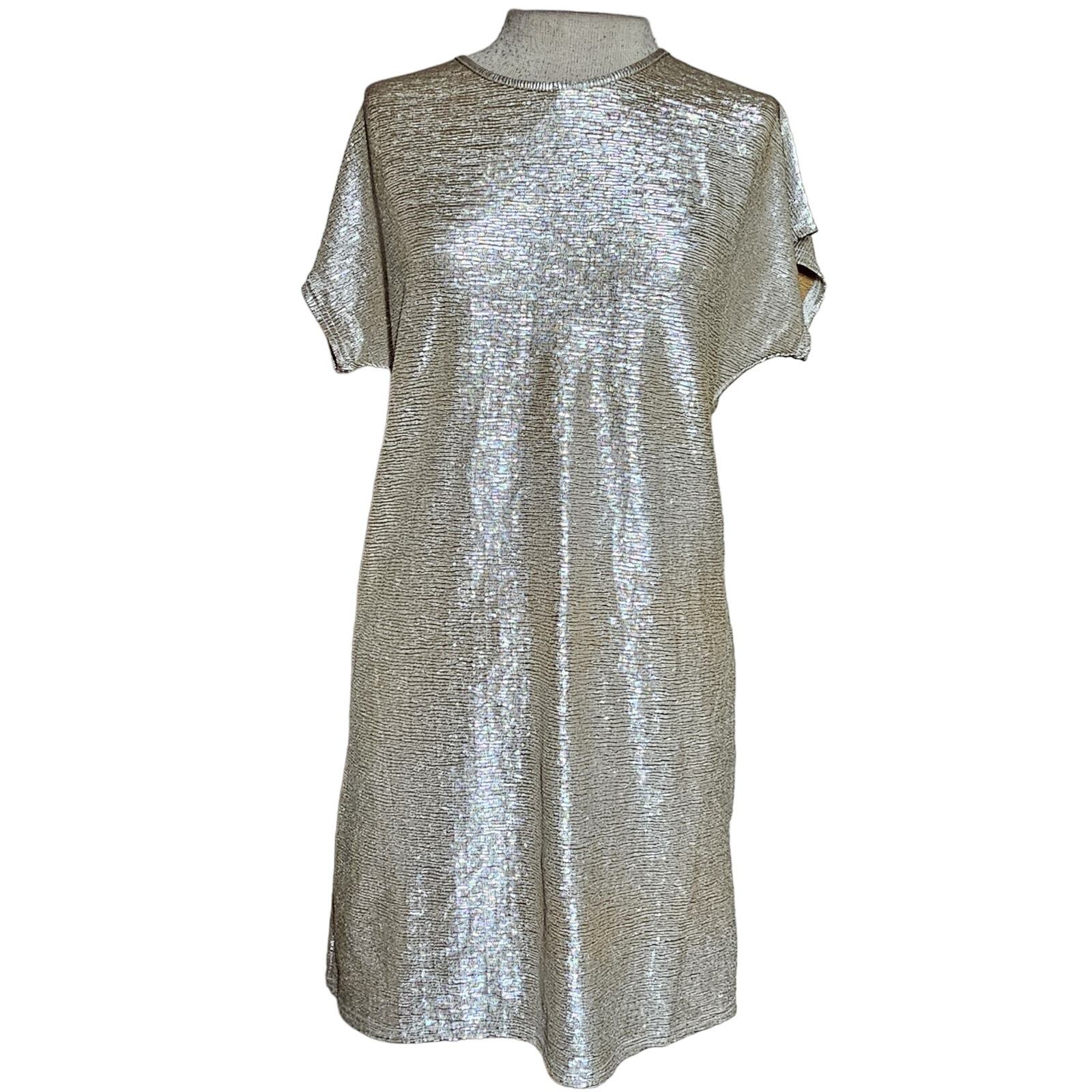 Primary image for Vintage Gold Metallic Shift Dress Size Small 
