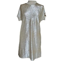 Vintage Gold Metallic Shift Dress Size Small  - £34.95 GBP