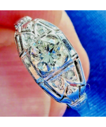 Earth mined Diamond Deco Engagement Ring Antique Gatsby style Solitaire ... - $83,055.12 MXN