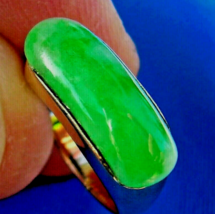 Earth mined Imperial Green Color Jadeite Jade Deco Ring Antique Solid 18k Gold - $12,326.25