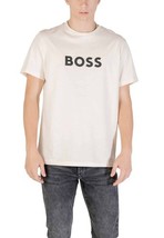 Boss Men T-Shirt Beige Short Sleeve Designer Logo Tee 2025 Collection - $93.05 CAD