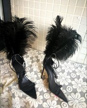 VIISENANTIN Hot Sexy Ankle Long Feather Lady T Show Summer Sandal Shoe Bandage L - $127.56