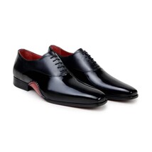 Belvedere Shoes Nero Italian Calf Leather Dressy Lace Up Black/Red image 3