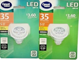 Great Value LED Light Bulb 7W (35W Equiv) Dimmable MR16 GU5.3 Base 350Lm... - £8.59 GBP