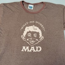 Thunder Creek Vintage T Shirt Mad Alfred Newman What Me Worry Brown Ring... - £29.18 GBP