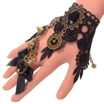 Steampunk Gears Bracelet | Wrist Cuff Bowknot Ring Gothic Fingerless Glove #773 - £23.12 GBP