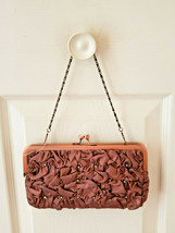 Copper Tone Ruffled Rhinestone Front Elegant Evening Purse (NWOT) - £17.16 GBP