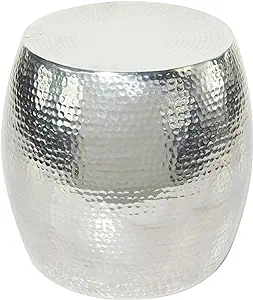 Deco 79 Aluminum Metal Side End Accent Table Drum Shaped End Table with ... - $248.99