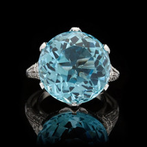 Natural Aquamarine Ring 14K Gold Aquamarine Engagement Solitaire Wedding Ring - £965.38 GBP