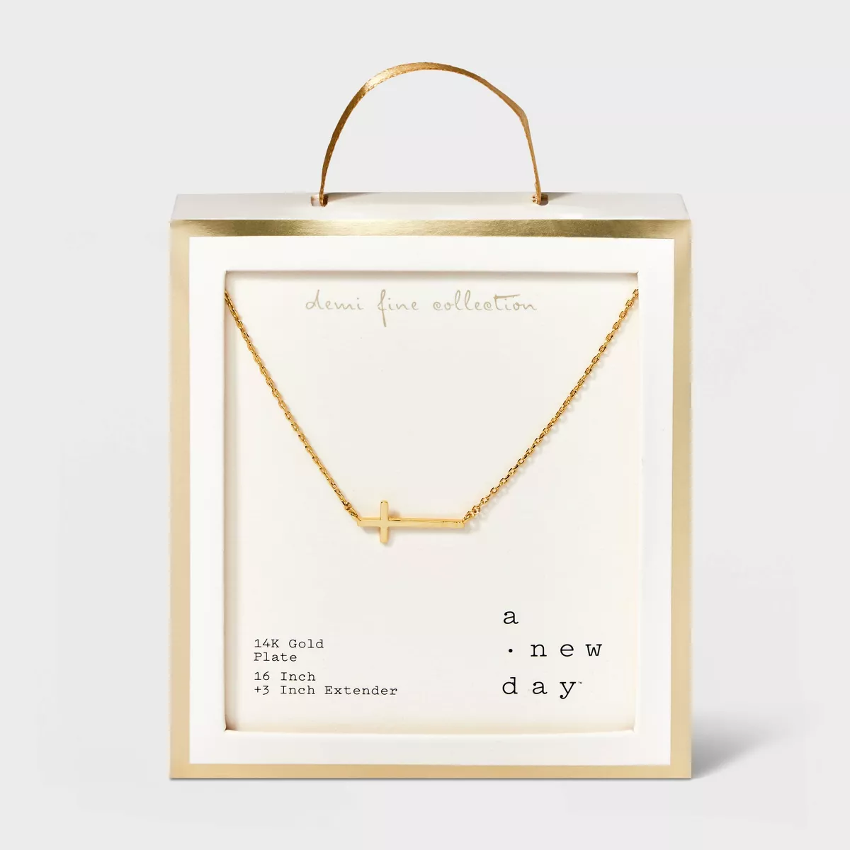 14K Gold Plated Stationed Cross Pendant Necklace-Nickel-Free Religious J... - $663.24 MXN