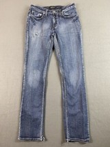 Helix Jeans 32x33 Blue Slim Straight Leg Distressed Fading Denim Tag 32x34 - £22.07 GBP