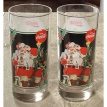 Set of 2 1995 Coca Cola Krystal Collector Edition Santa Christmas Glasses - £5.99 GBP