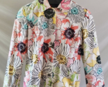 Additions by Chico&#39;s White Black Pink Green Blue Floral Cotton  Jacket 0... - £15.56 GBP