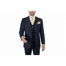 Men Suit BERLUSCONI Turkey 100% Italian Wool Super 180's Vested #Ber17 Navy Blue image 5