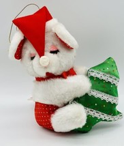 Fun World White Mouse Christmas Tree Plush Vintage Hanger Ornament 7&quot; Po... - $19.62