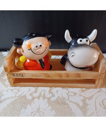 Vintage Whimsical Bull &amp; Matador Salt Pepper Shakers - Rota, Spain - $11.88