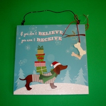 Dachshund Christmas Holiday Plaque  10&quot; x 10&quot; - $18.50