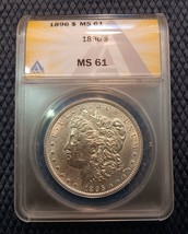 1896 Morgan Silver Dollar $1 ANACS Certified MS61 Brilliant UNC Lightly ... - $77.42