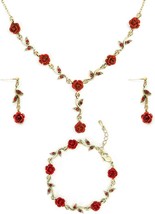 3 PCS 18 Gold Long Rose Necklace  - £30.76 GBP