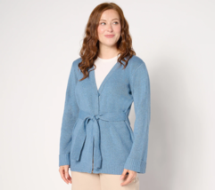 Diane von Furstenberg Belted Blue Cardigan Front Pockets Long Sleeve, Si... - $1,118.01 MXN
