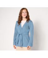 Diane von Furstenberg Belted Blue Cardigan Front Pockets Long Sleeve, Si... - $1,118.01 MXN