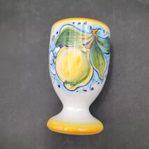 Rare HTF Italian Deruta Gialletti Giulio Limoni Frutta Egg Cup Hand Painted - $19.78