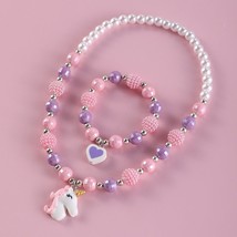 Children Necklace Cute Pendant Kids Pink Purple Beaded Girls Necklace Wholesale  - £18.95 GBP