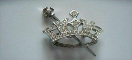 Ora Order of the Eastern Star Pin Officer Jeweled Rhinestone Crown &amp; Scepter NEW - £18.24 GBP