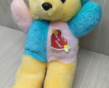 DanDee plush pastel color-block teddy bear vintage w/tag pink blue yellow - $74.24
