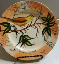 Pier 1 Imports 8.5&quot; Salad Plate Dish Hand Painted Dolomite Orange Yellow - £15.92 GBP