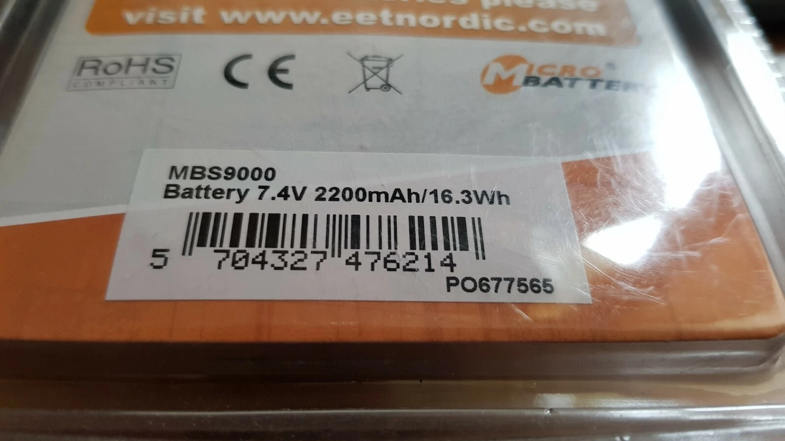 MicroBattery MBS9000 Li-ion 7.4V 2200mAh 16.3Wh Symbol barcode scanners ... - $137.22 CAD