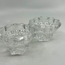 Vintage Set Of 2 Clear Cut Glass Taper Candle Holder 2&quot; Tall - £14.70 GBP