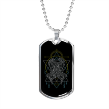 Gemini Black  Zodiac Necklace Stainless Steel or 18k Gold Dog Tag 24&quot; Chain - £38.04 GBP+