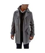 Mens Wool Hybrid Top Coat Pea Coat with Storm Flaps Double Breasted Slim XL - £132.50 GBP