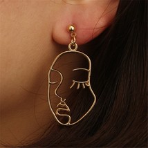 Ailodo Face Earrings 2021 Women Punk Gold Abstract Human Face Earrings Unique De - £6.52 GBP