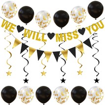 We Will Miss You Decorations Gold Glitter We Will Miss You Banner, Triangle Flag - £25.57 GBP